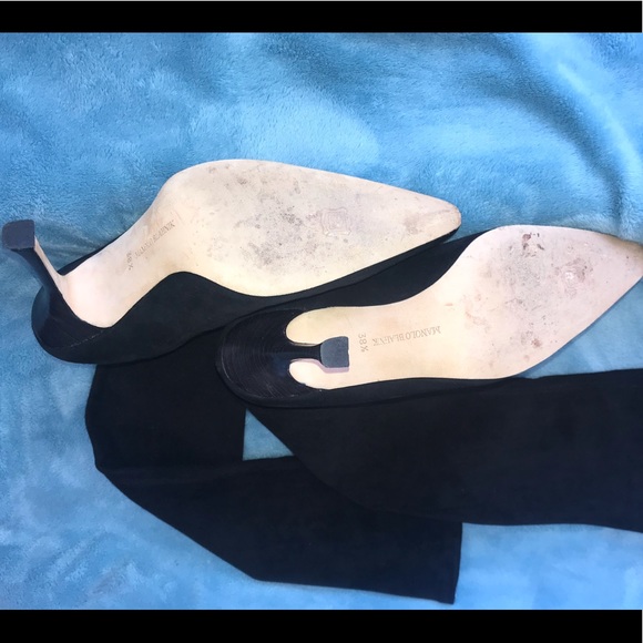 Sexy Manolo Blahnik Thigh High Stretch Suede Boots - Picture 5 of 8